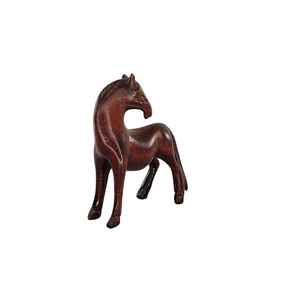 Vintage Wood Carved Horse Looking Back Miniature Figurine Folk Art - Picture 2 of 8